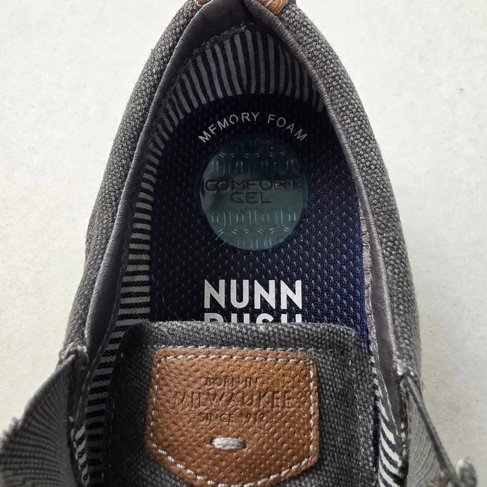 Nunn Bush Barklay Mens 10.5 M Gunmetal Canvas Oxford Comfort Gel Shoes 84856-025